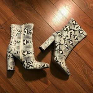 Snakeskin booties